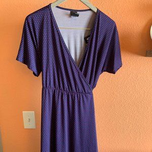 Agnes & Dora Wrap Dress Blue with Pink Polka Sz. L